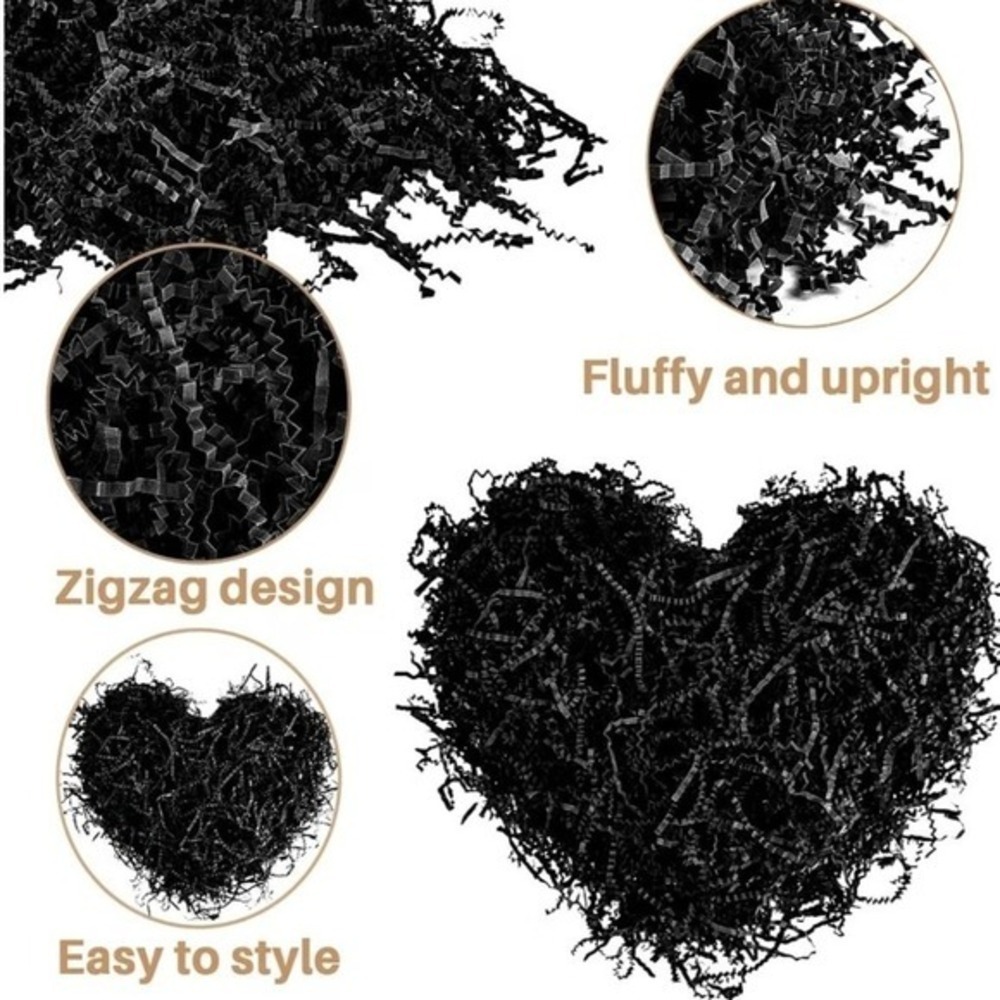 Crinkle Black Paper Filler 5oz Shredded Gift Confetti Stuffing